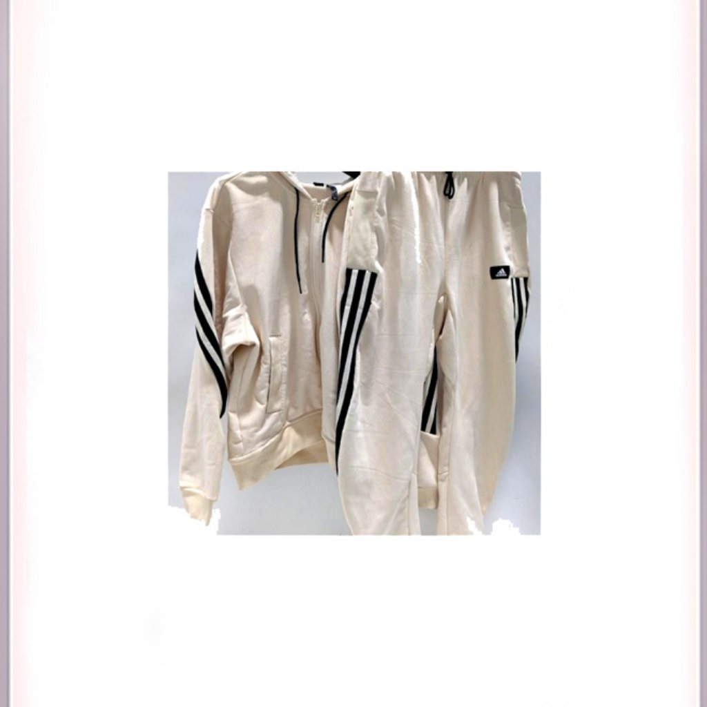 Rare/Unique Adidas Velourvelvetcorduroy Mix Cream Beige 2 Piece Tracksuit, L-Xxl